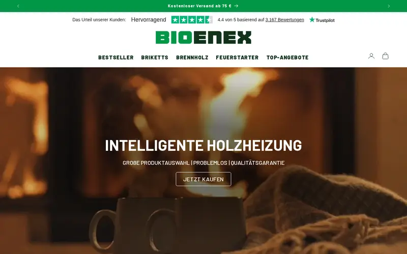 Bioenex (www.bioenex.de) homepage screenshot