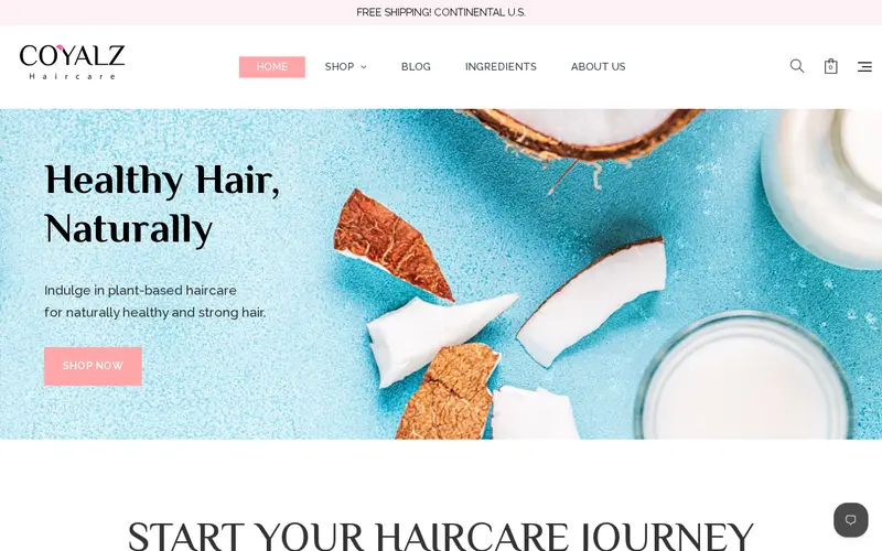 Coyalz Hair Care (www.coyalzhaircare.com) homepage screenshot