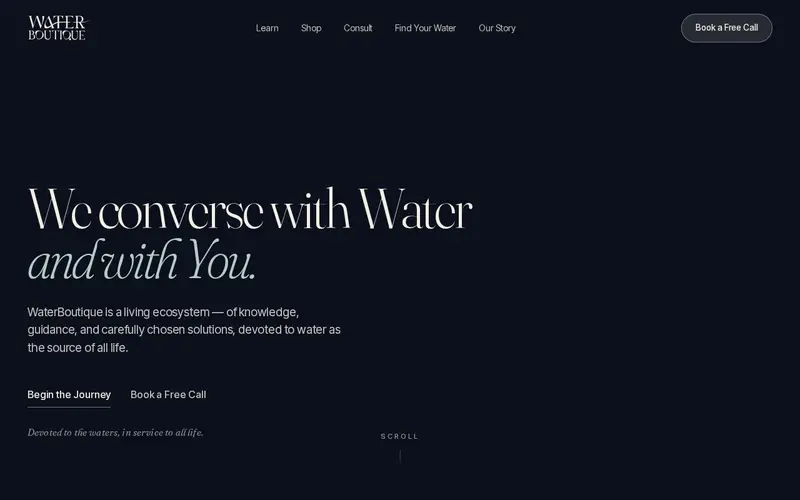 The Water Boutique (www.thewaterboutique.com) homepage screenshot