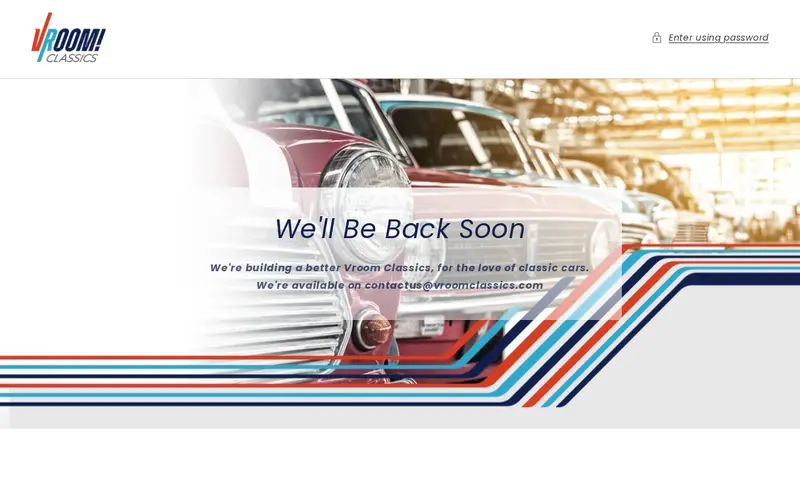 Vroom Classics (www.vroomclassics.com) homepage screenshot
